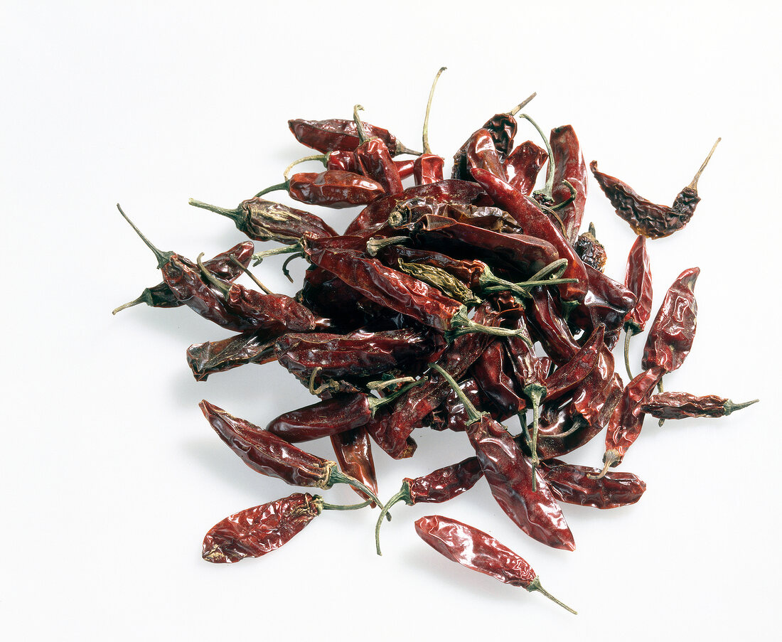 Dried chilli morita on white background