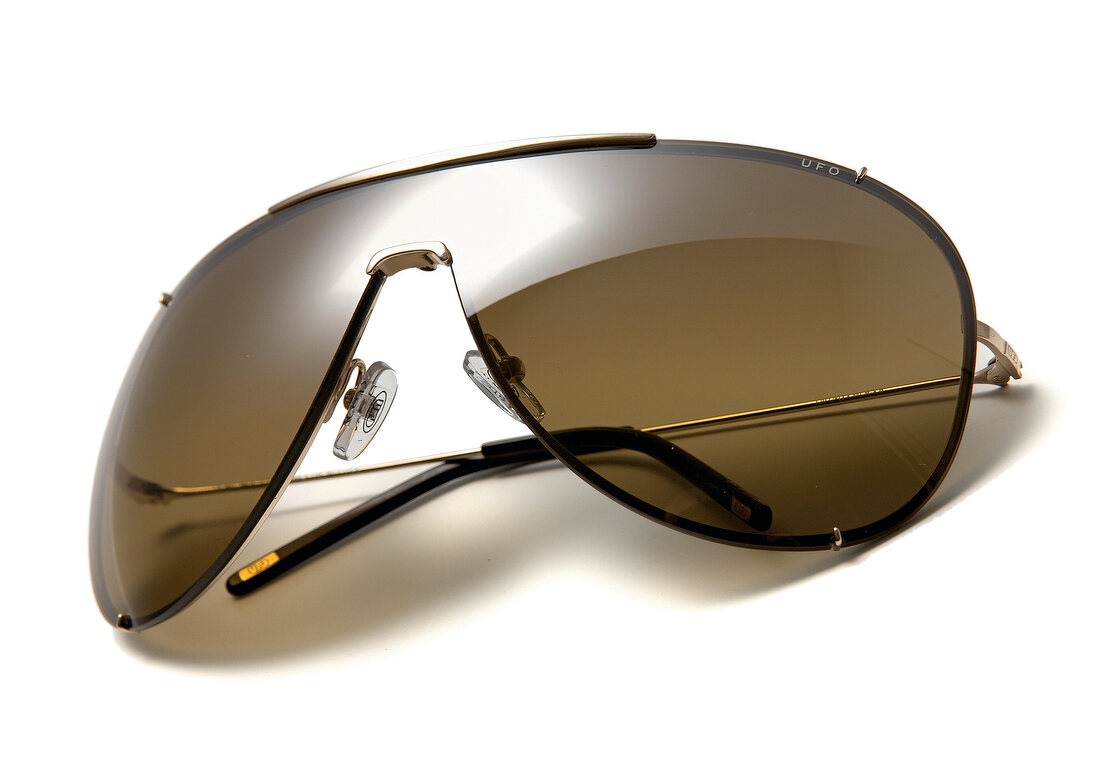 Close-up of aviator sunglasses on white background
