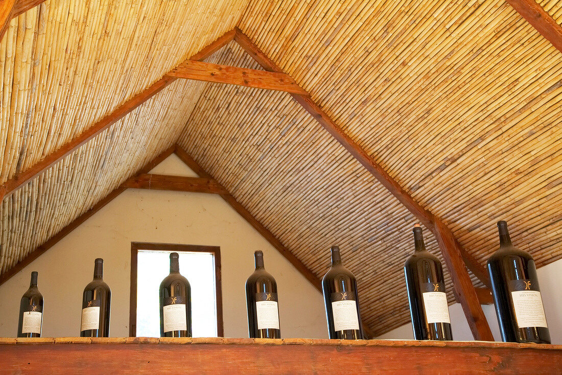 Different types of wine bottles in Diemersfontein Wine, South Africa