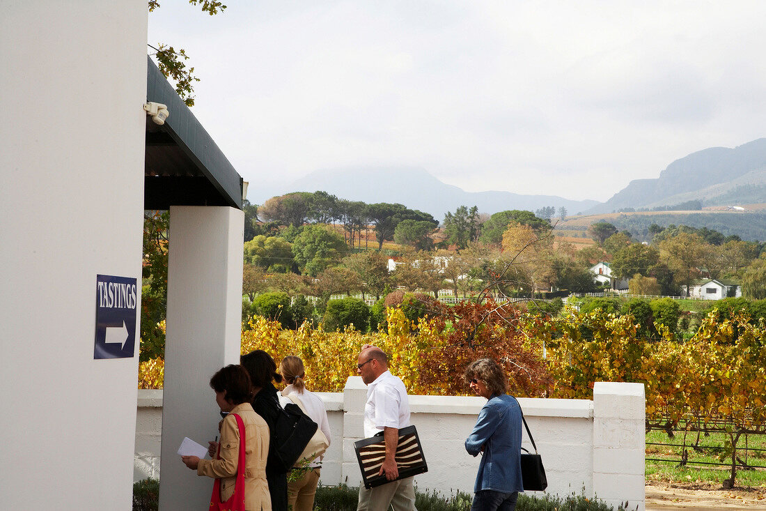 Südafrika, Stellenbosch, Weingut Ken Forrester, Besucher bei Besichtigung