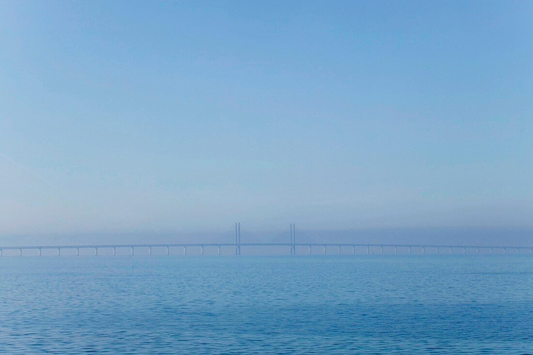 View of sea and Oresund bridge connecting Sweden and Denmark