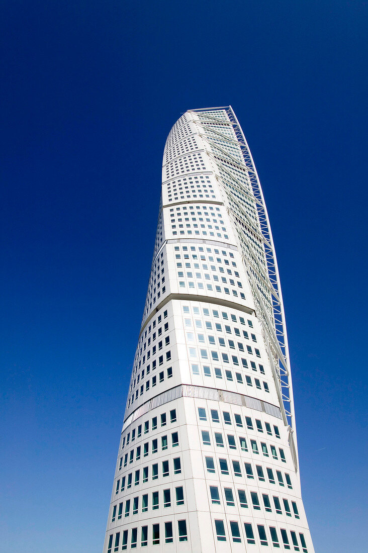 View of Turning Torso skyscraper in Malmo, Sweden