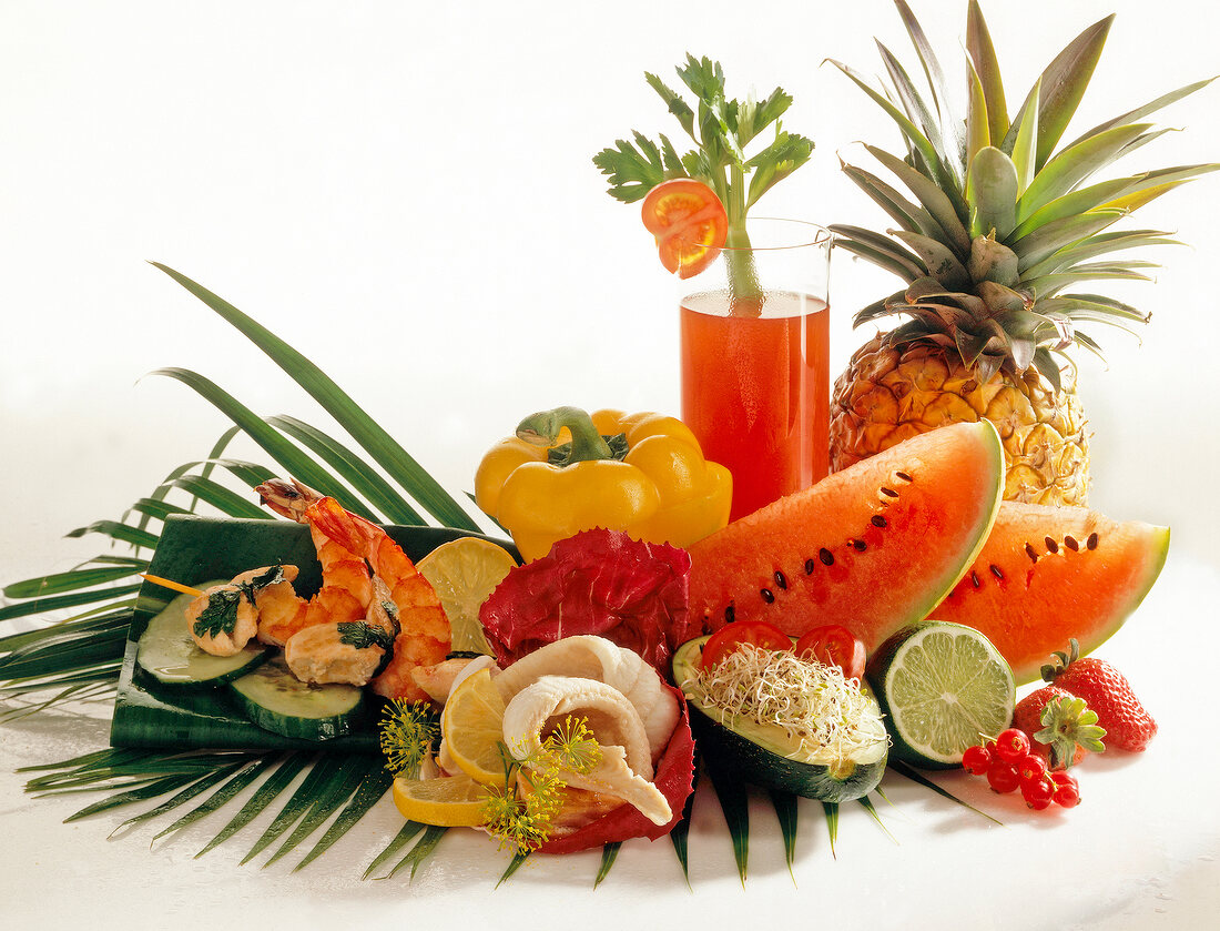 Zusammenstellung: Frisches Obst und Gemüse