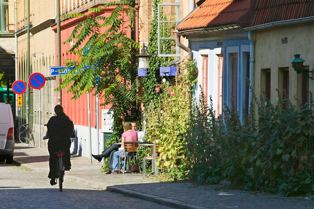 People on street of Engelbrektsgatan, Malmo, Sweden