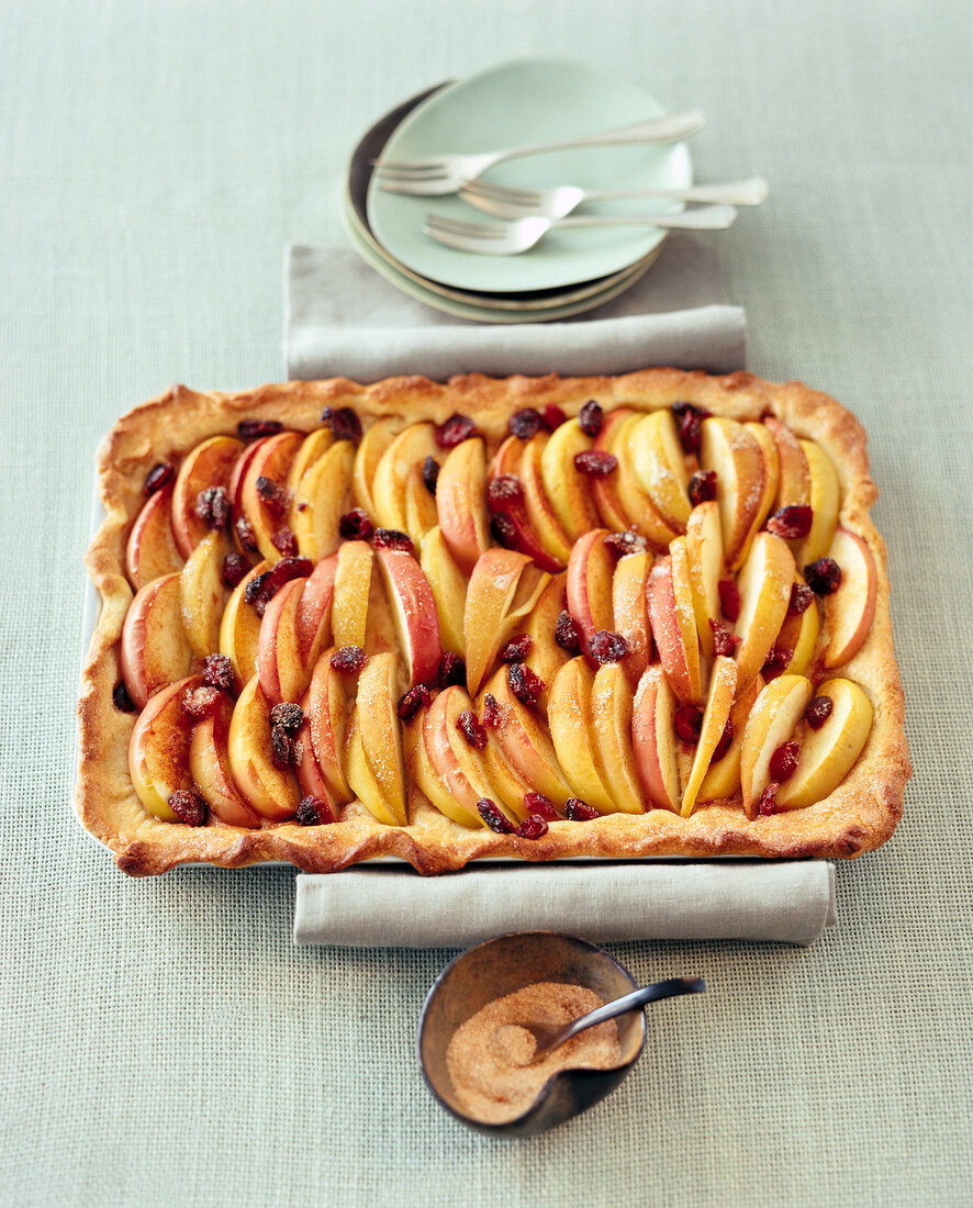 Apple baked cakes on tray