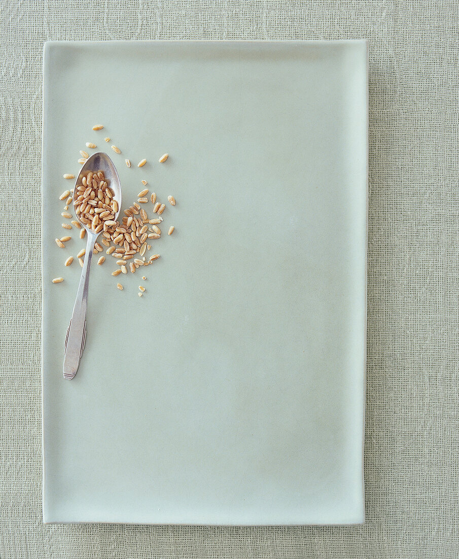 Spoon with spelled on the edge of tray