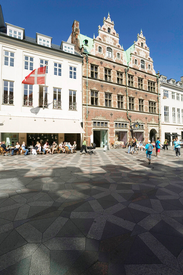 People at shopping street in Amager Square, Copenhagen, Denmark