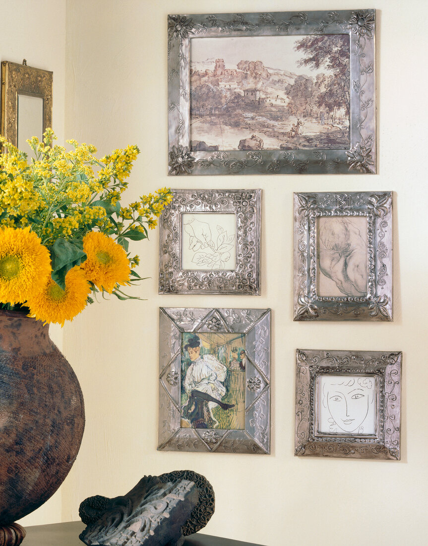 Several picture frames on wall