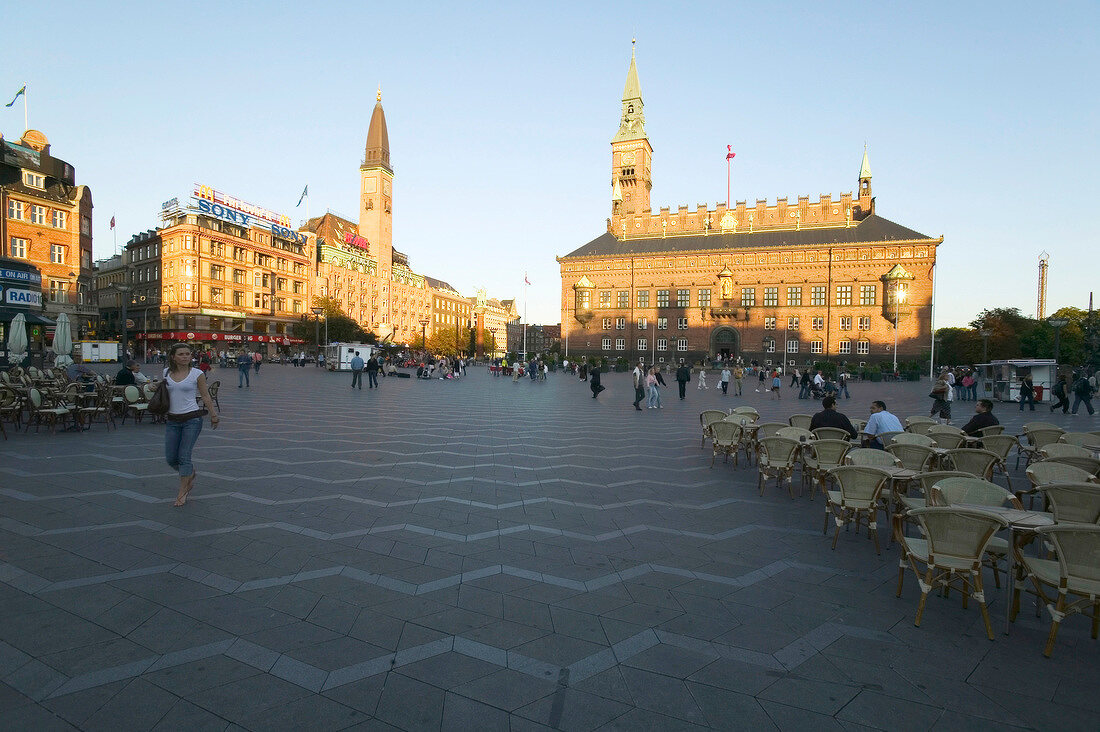 View of Town Hall and Town Hall Square in Copenhagen, Denmark