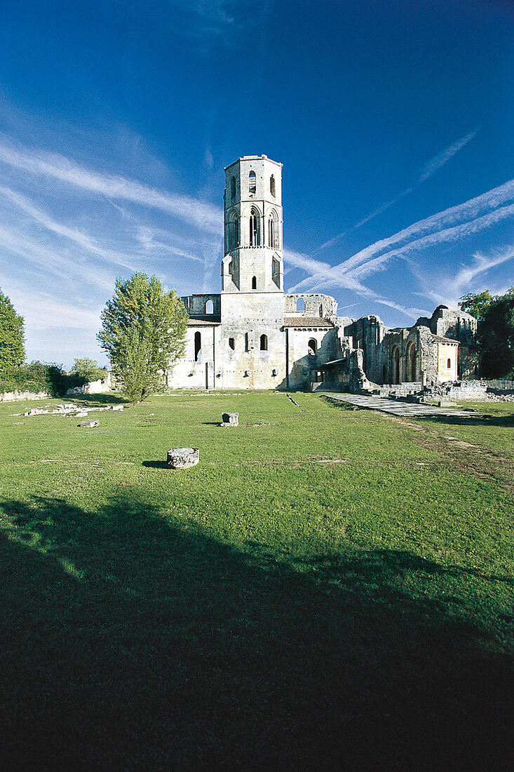 Abtei La Sauve-Majeure in Bordeaux, Ruine, Wiese davor
