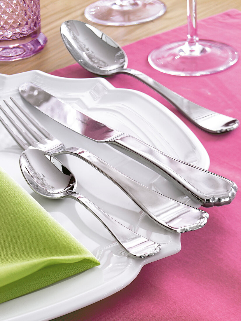 Close-up of cutlery on plate