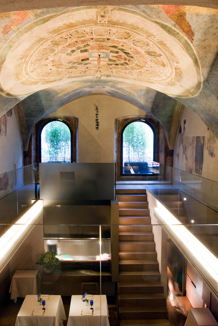 Medieval fresco in Alle Murate restaurant, Firenze, Italy