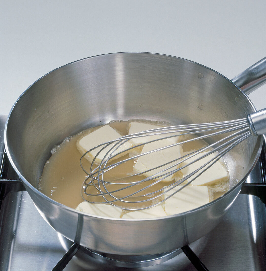 Butter slices in saucepan for boiling, step 5