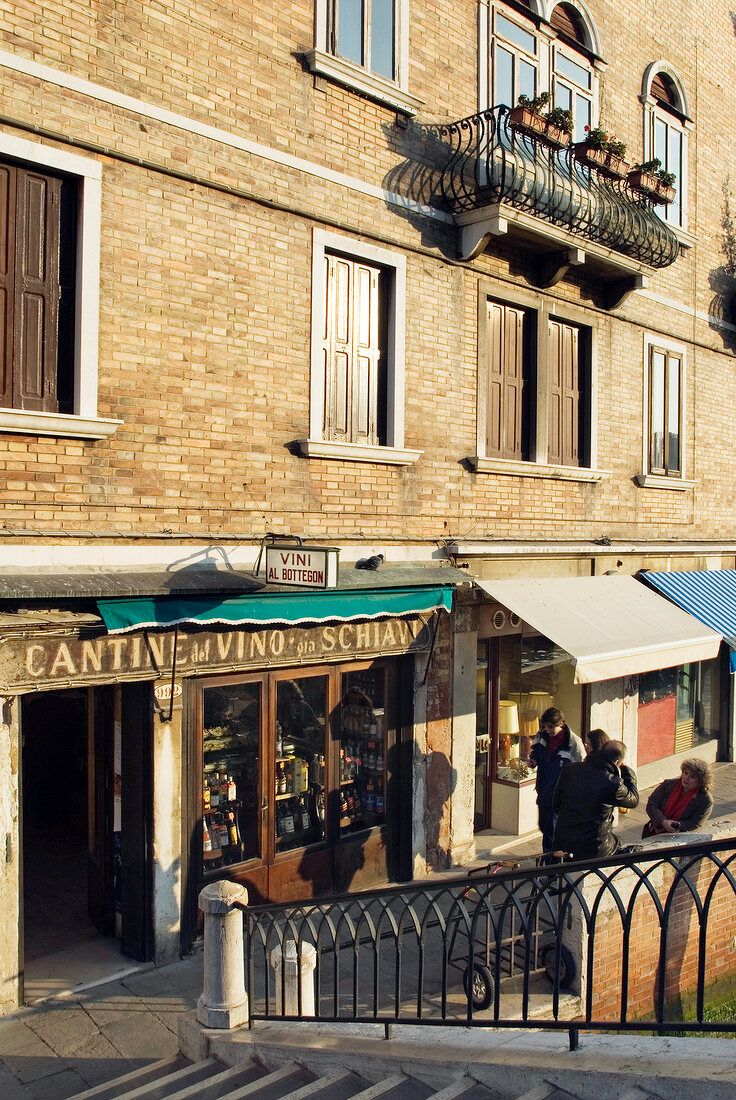 Facade of Cantine Del Vino Gia Schiavi restaurant, Venice, Italy