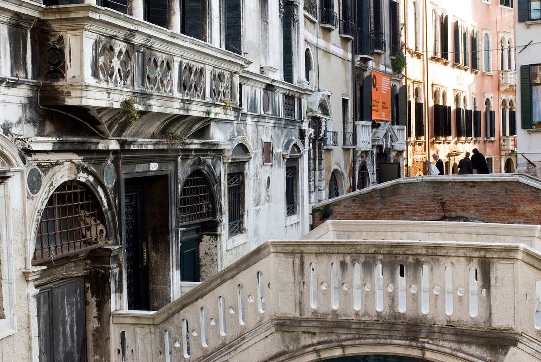 Old bridges and facades in Campo Santa Maria, Venice, Italy