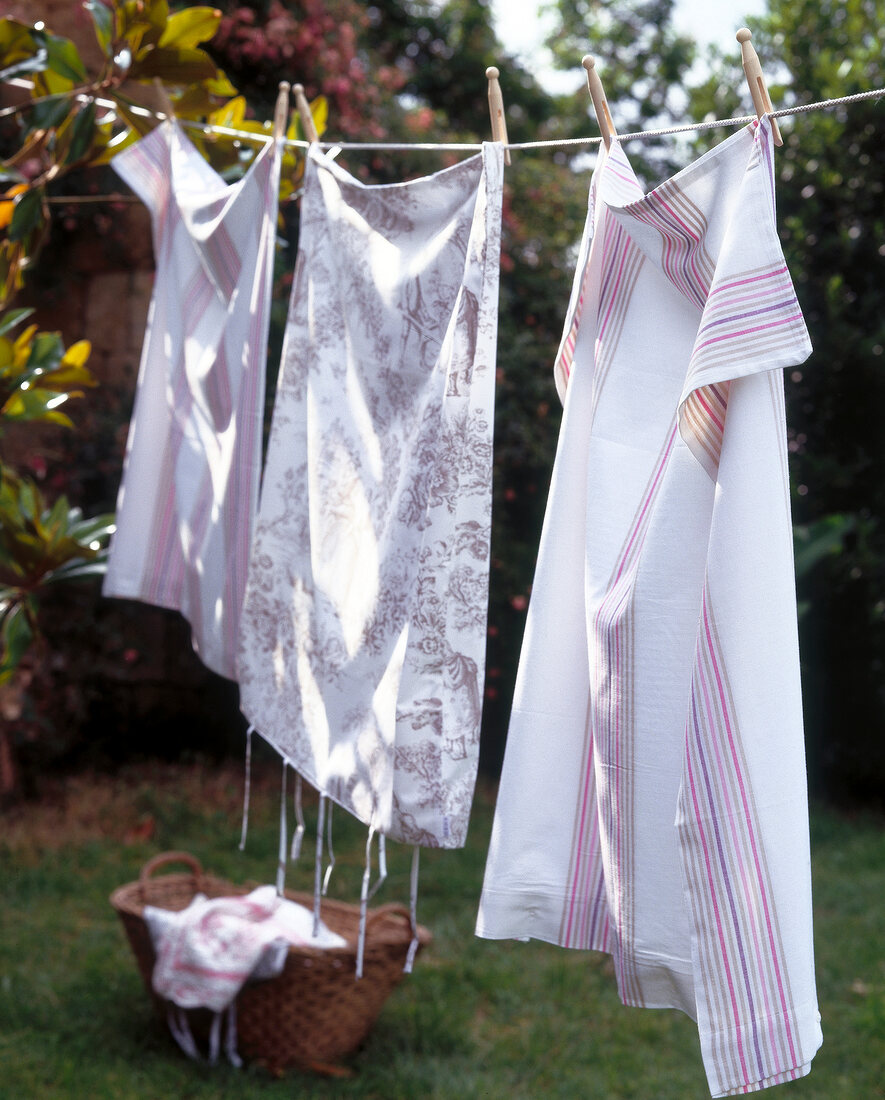 Linens on cloth line