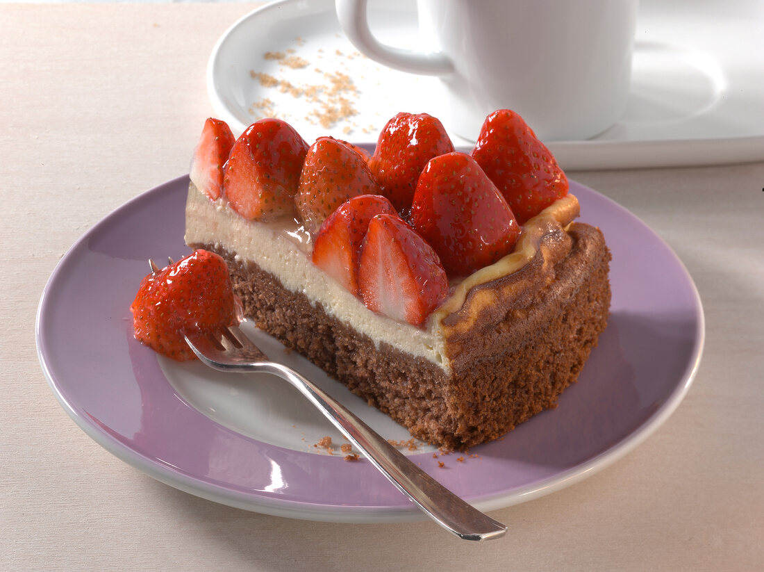 Strawberry cheesecake on plate