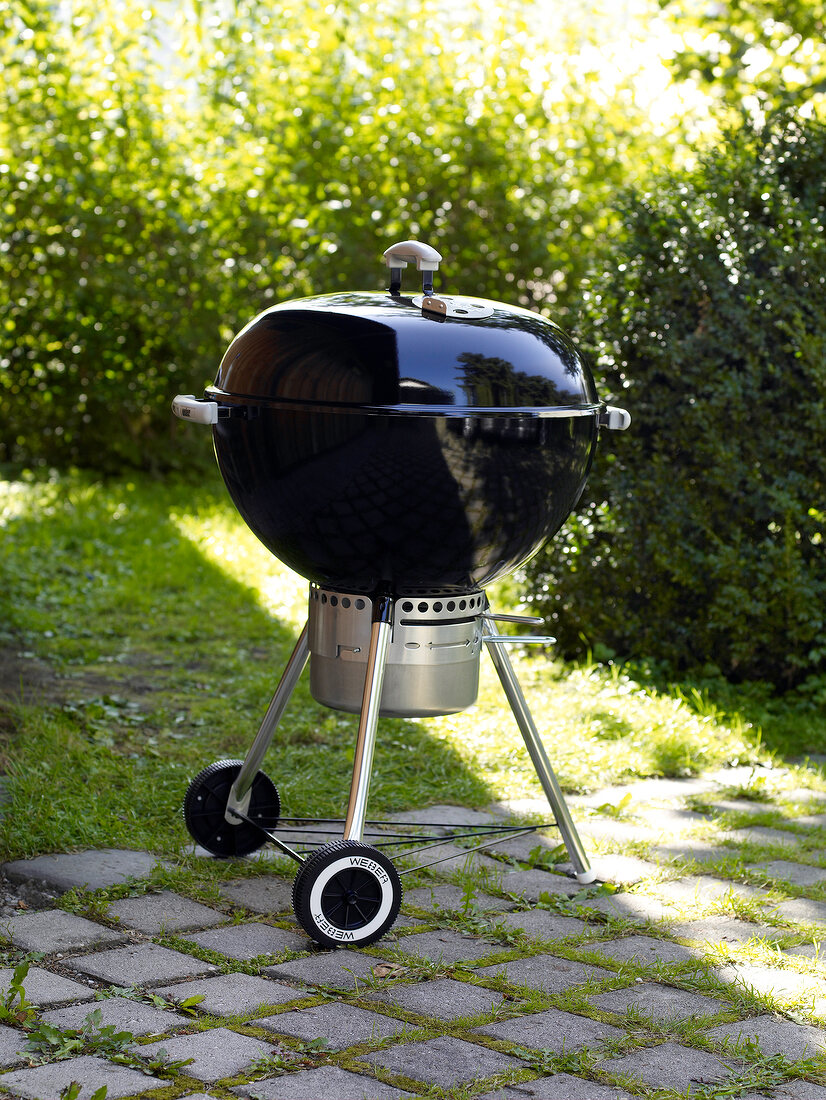 Kettle grill with lid in park