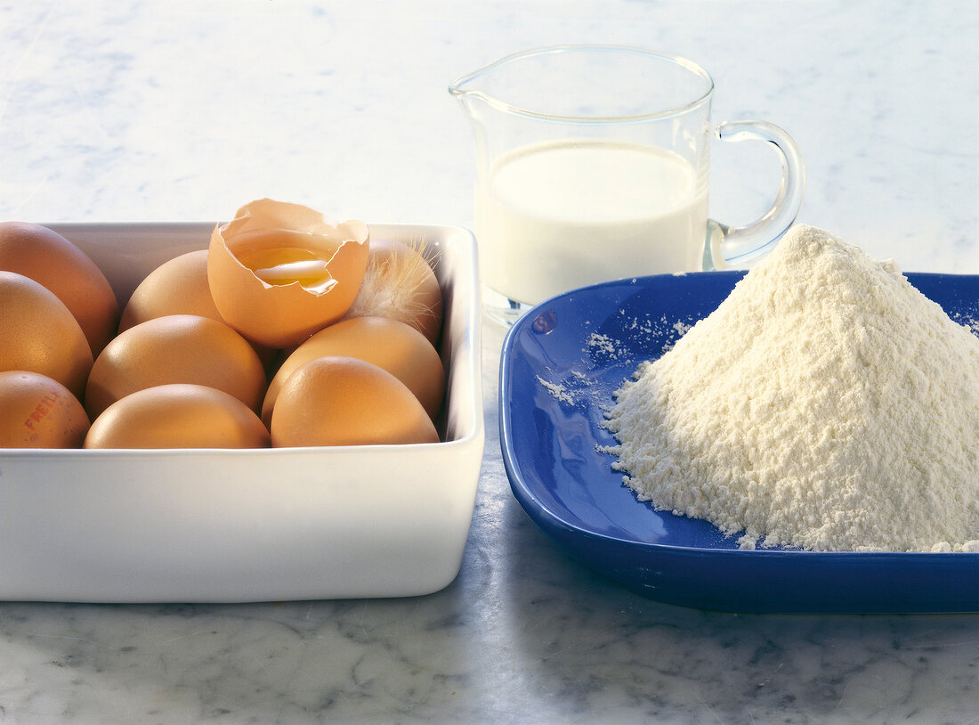 Pfannkuchen, Zutaten für den Teig, Mehl, Ei, Milch