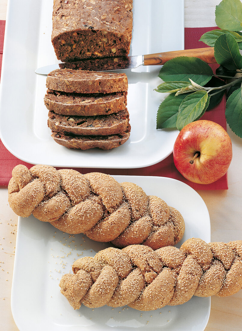 GLYX-Backen, Apfelfrüchtebrot, Amarant-Zöpfchen, Apfel, Sesamsamen