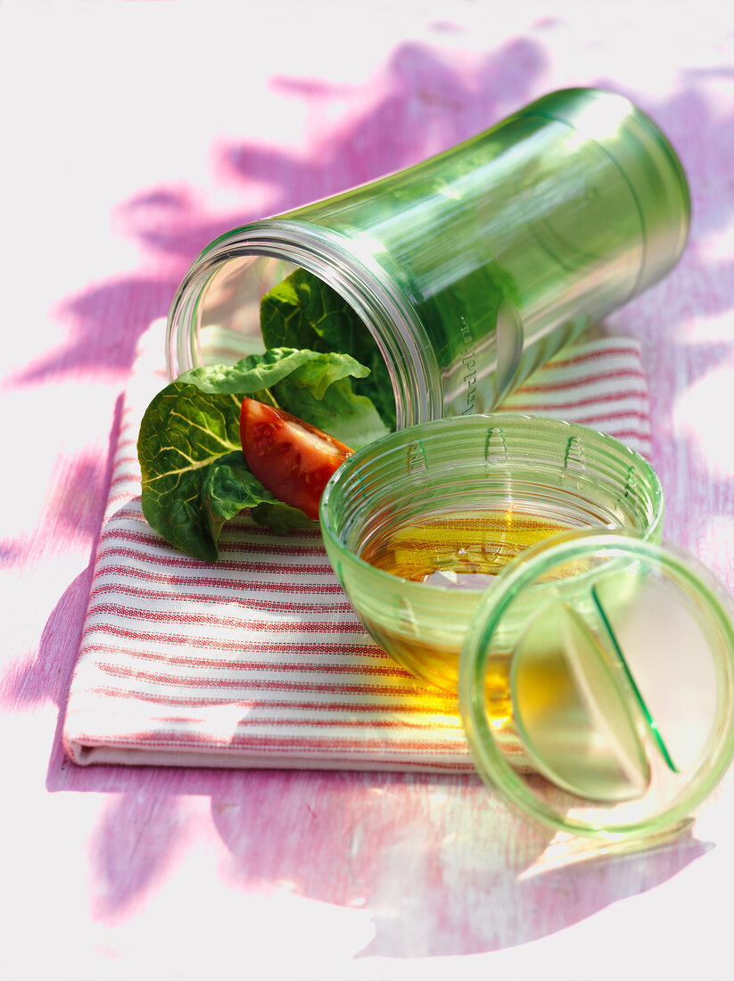 Salad in glass jar with screw cap