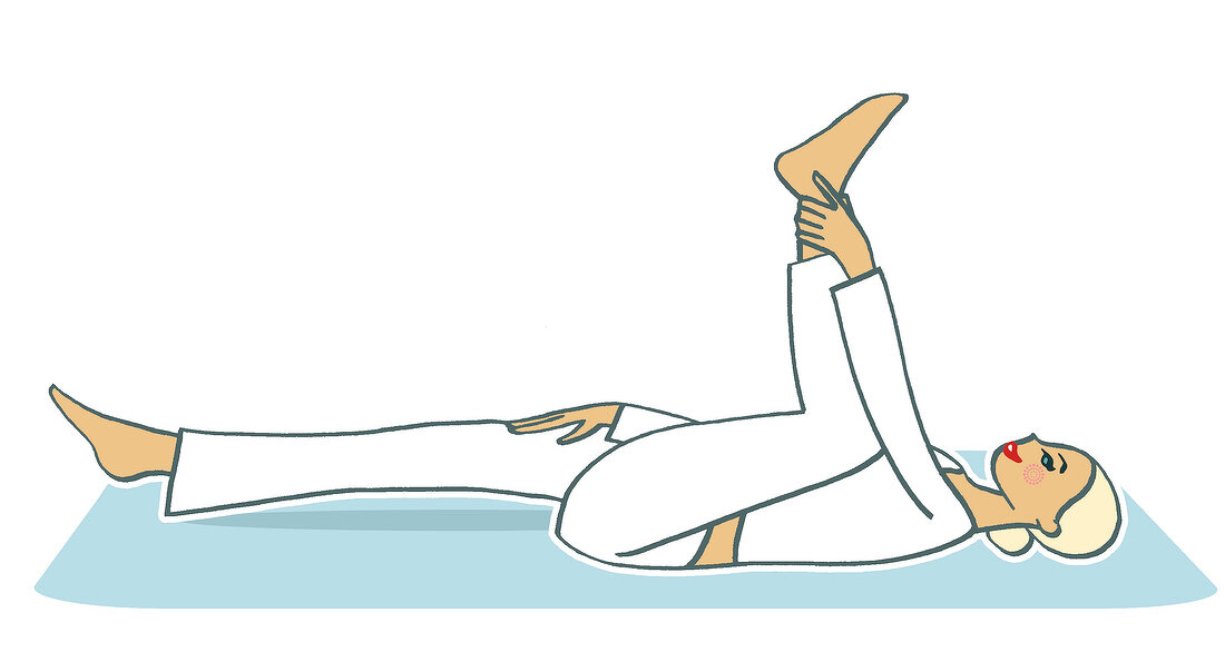 Illustration, Hormon-Yoga-Übung 4 E, Sthambasana