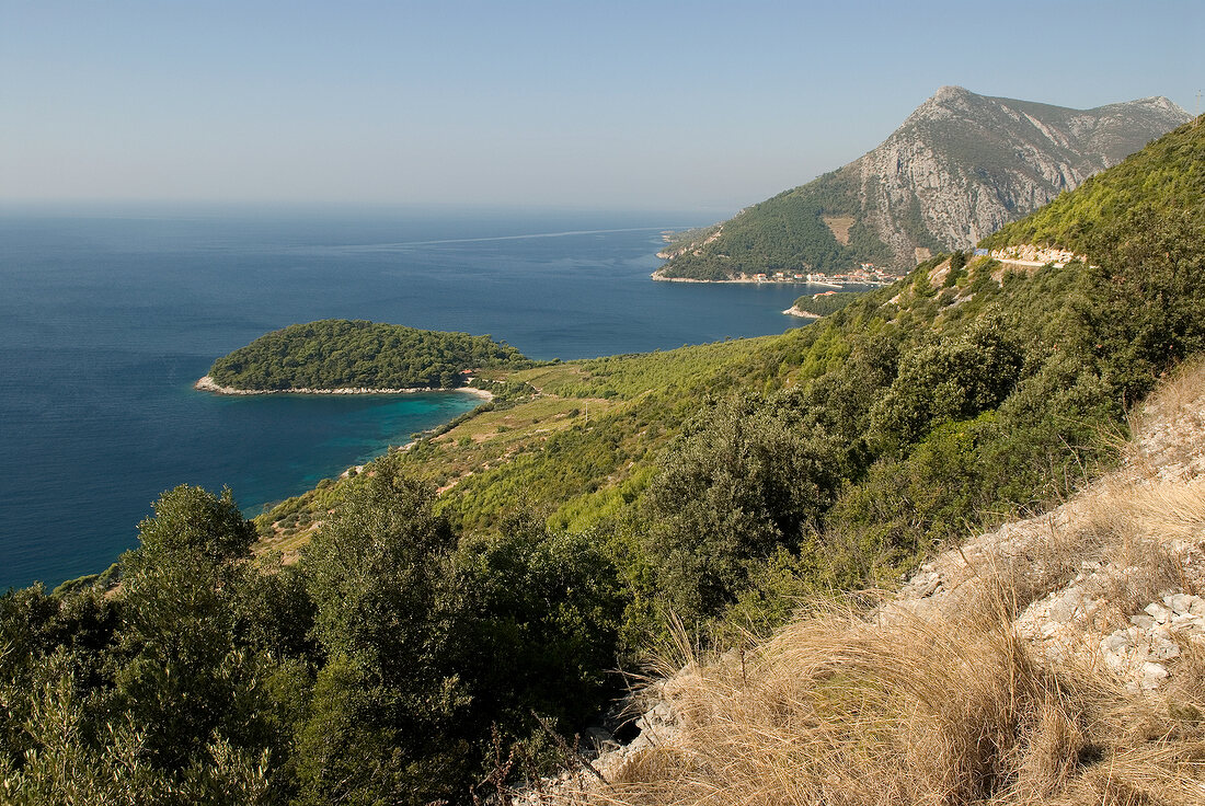 View of Dalmatian Adriatic coast and sea in Peljesac, Dalmatia, Croatia