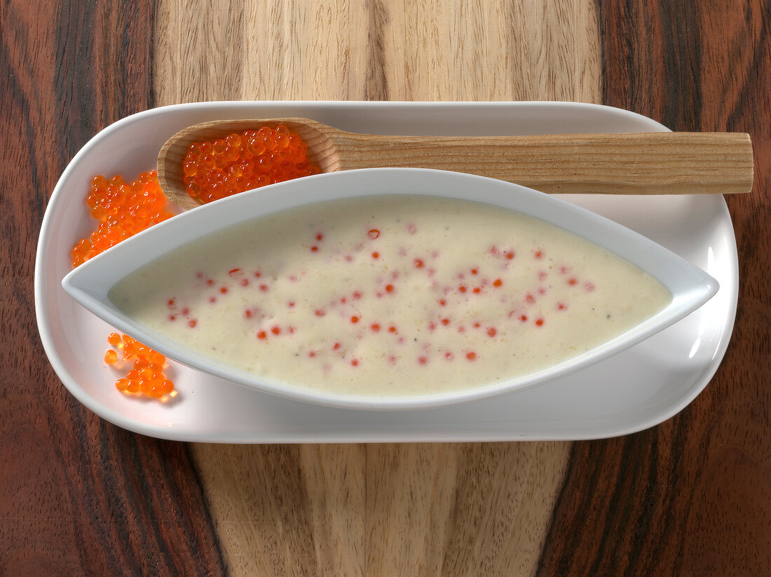 Trout caviar sauce with horseradish and in bowl