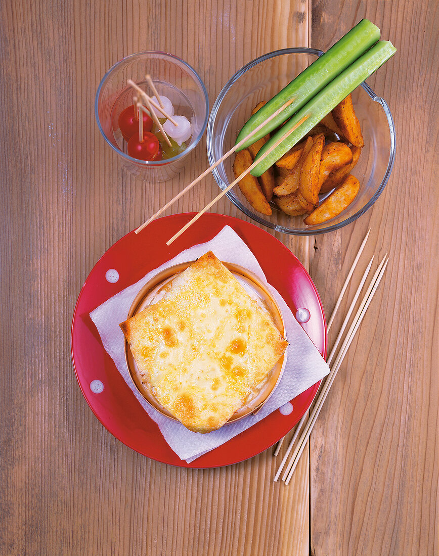 Kochen, Country-Potato-Fondue, Holzspieße