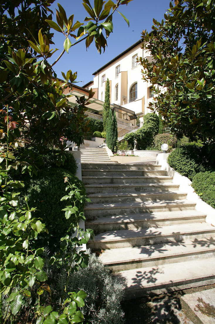 View of steps and greenery at Hotel Villa Florentine in Lyon, France