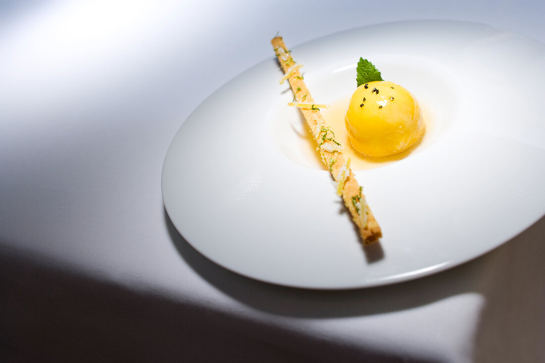 Lemon and champagne appetizer on plate