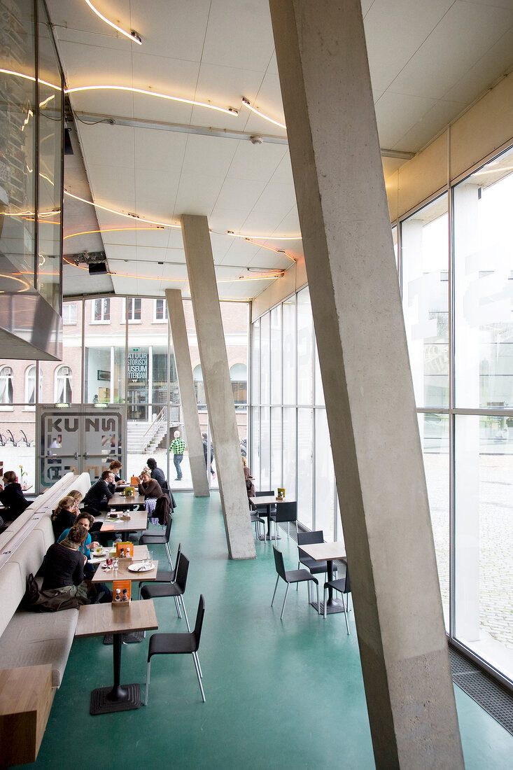 Guests of Ti-tion sitting in cafe in the Art Museum in Tallin, Estonia