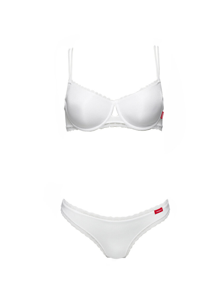 White push-up bra and panty on white background