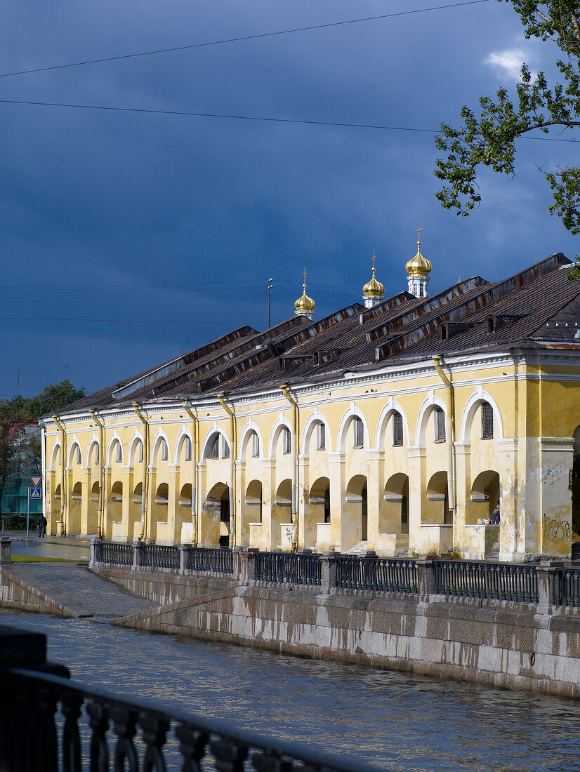 View of Kryukov Canal and St. Nicholas' Naval Cathedral in St. Petersburg, Russia