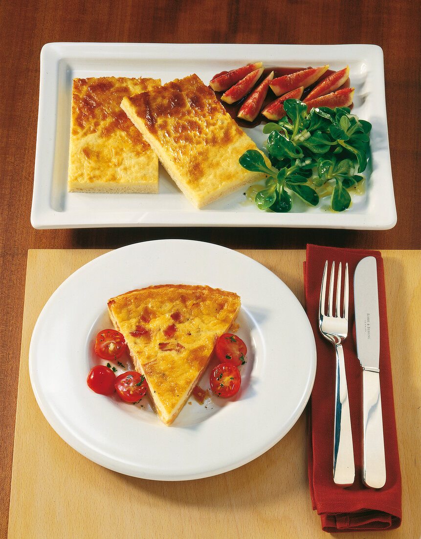Schnell & Edel, Quiche mit Tomaten, Tarte mit Feigenragout, Salat
