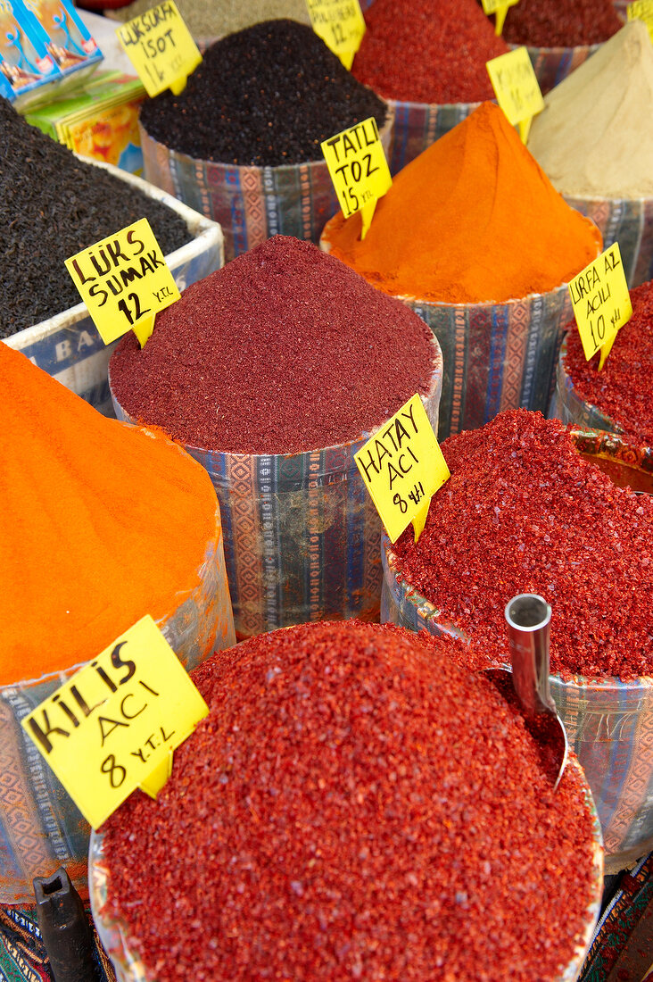 Various spices in red and orange colour