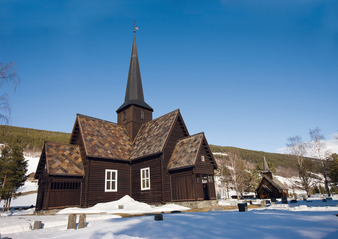 Church surrounded with snow in Norway