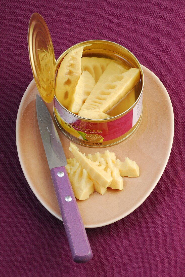 Bamboo shoots in a tin