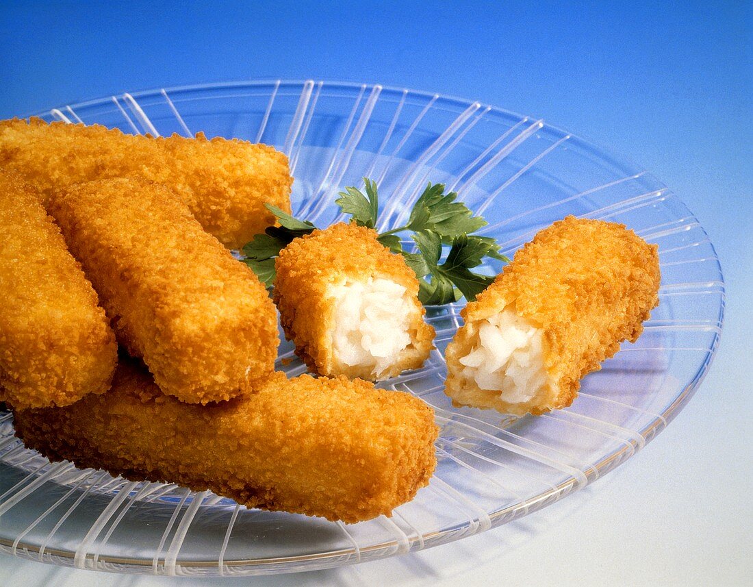 Fish Sticks on Glass Plate