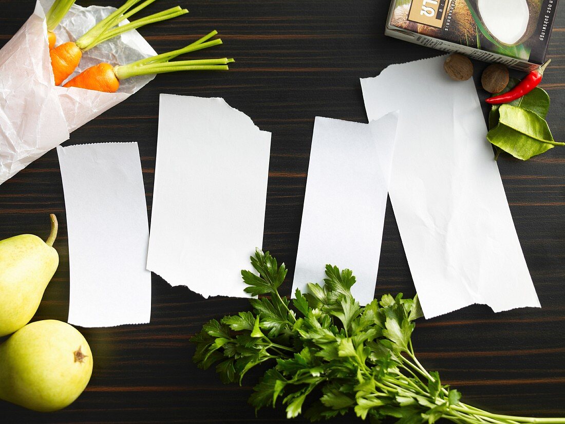 Ingredients for simple sauces: carrots, pears, parsley, coconut milk and chilli Peppers