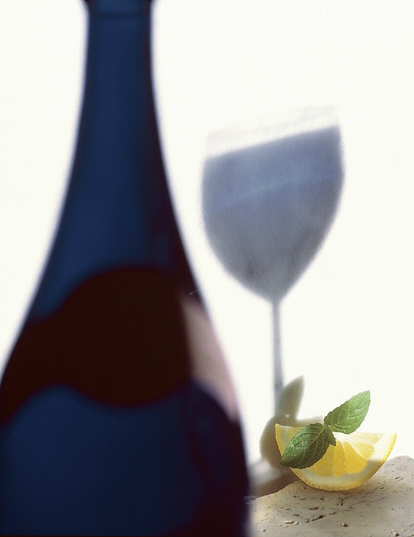 Still Life; Blue Bottle and Shadow of a Glass