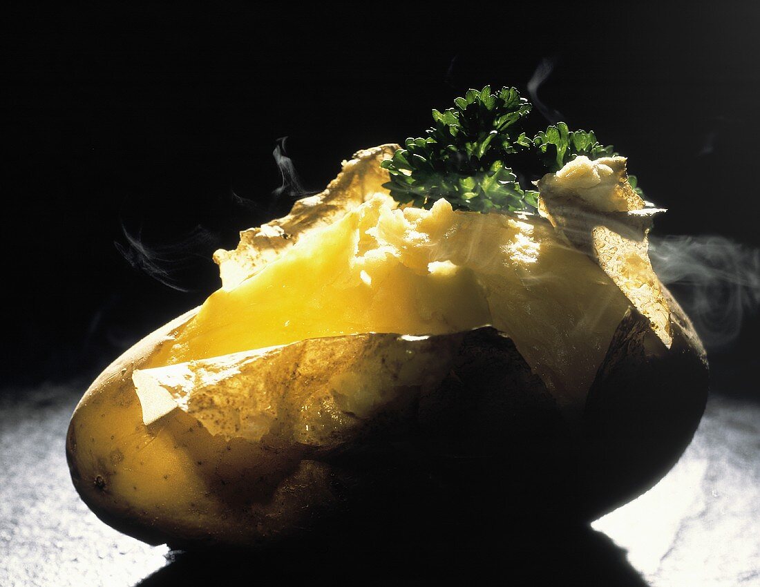 Steaming Baked Potato with Parsley