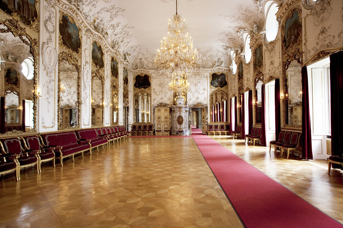 Interior of St. Emmeram Castle ballroom at Regensburg, Germany