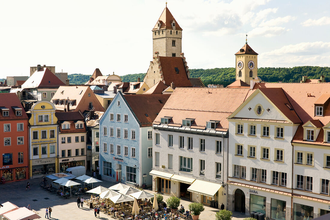 View of Neupfarrplatz in Regensburg, Bavaria, Germany