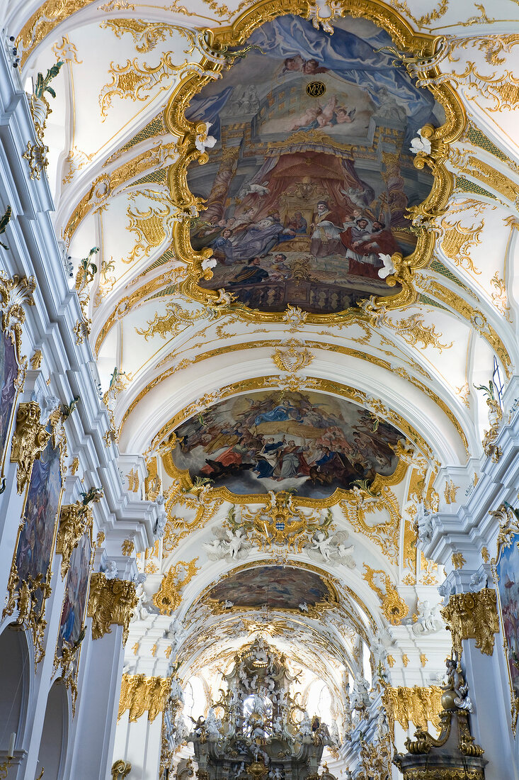 Ceiling with rococo fresco of Old Chapel, Regensburg, Bavaria, Germany