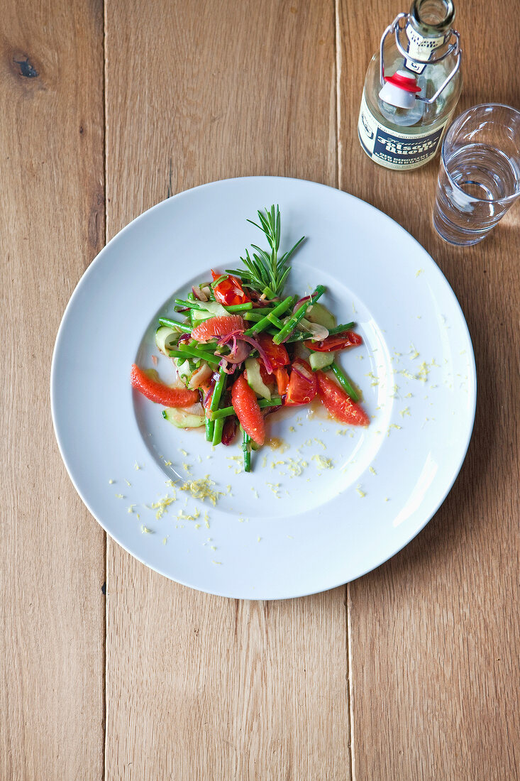 Lauwarmer Bohnensalat mit Grapefruit und Rosmarin