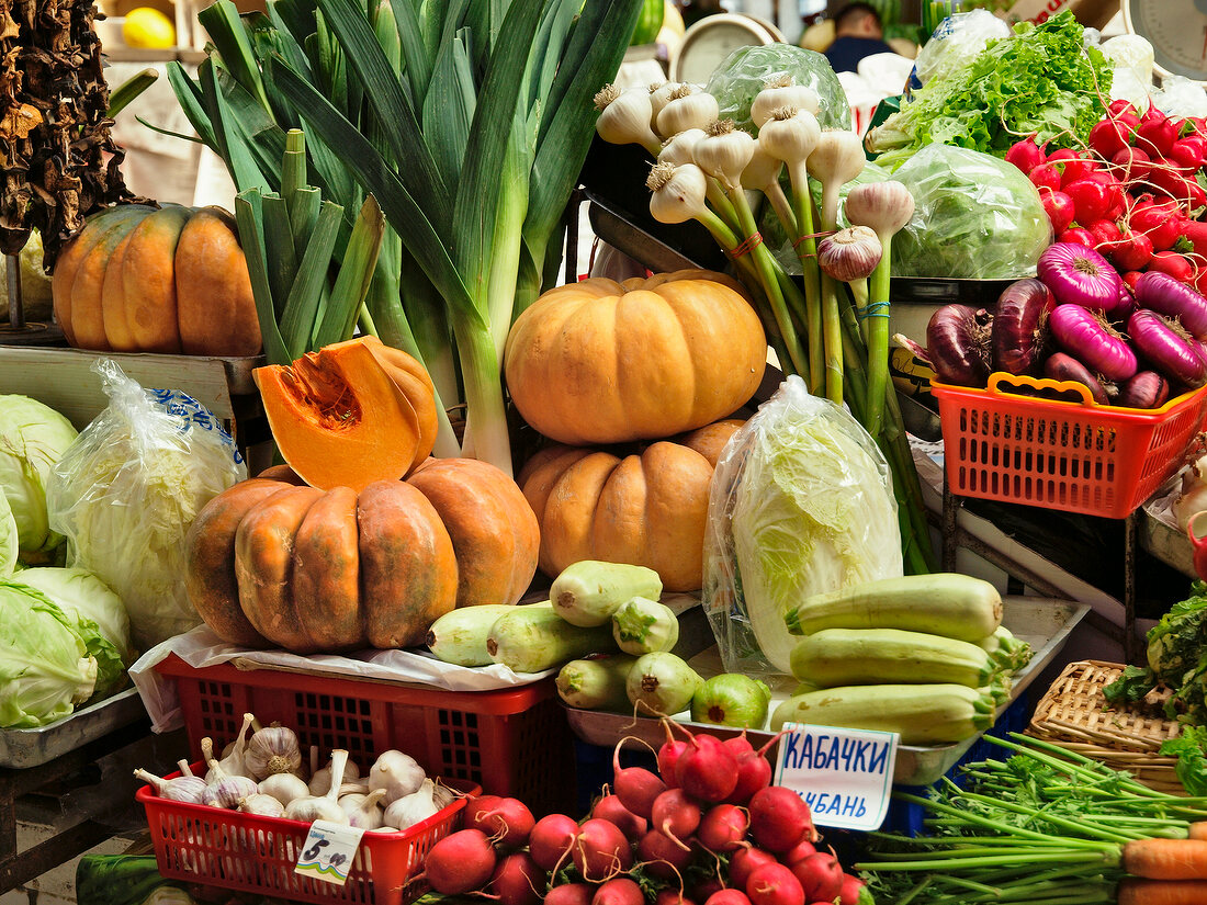 Various vegetables at market, St. Petersburg, Russia