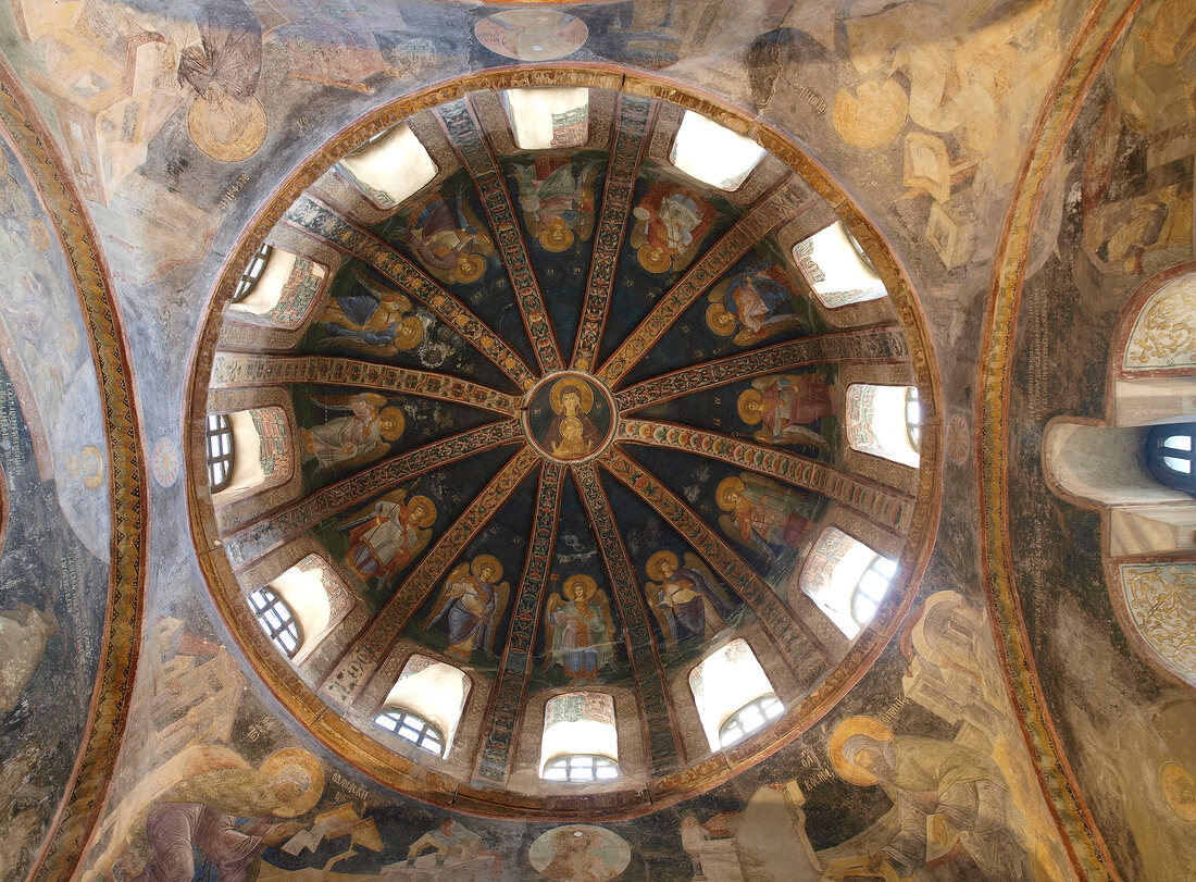 Fresco on ceilings in Chora Church museum, Istanbul, Turkey