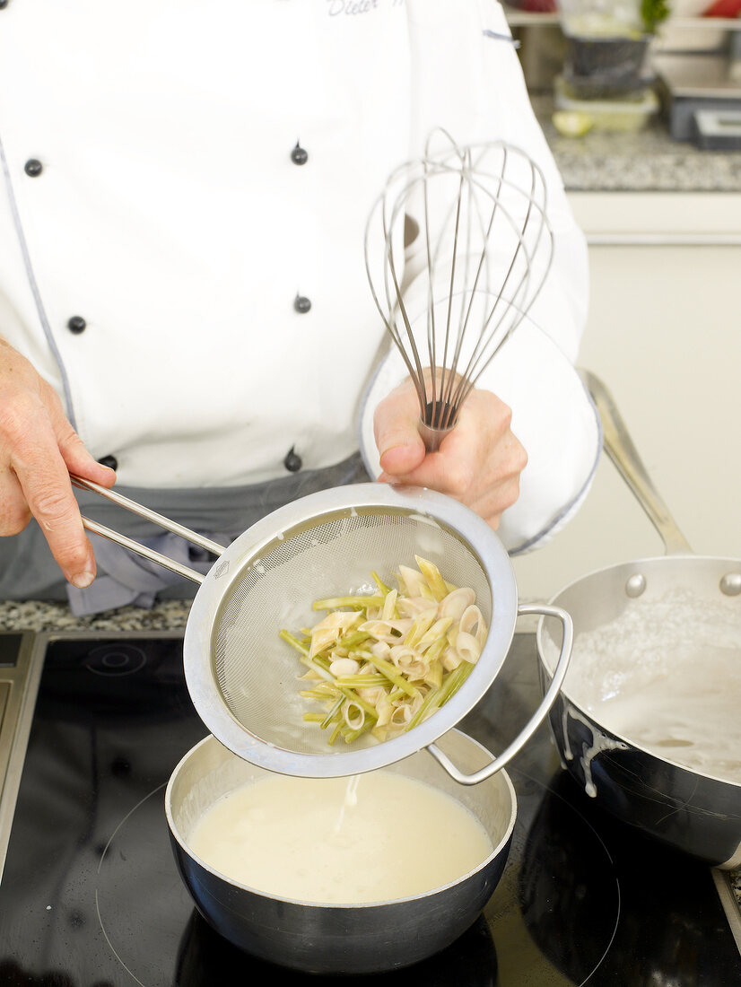 Cut pieces of lemon grass strained out of milk after cooking