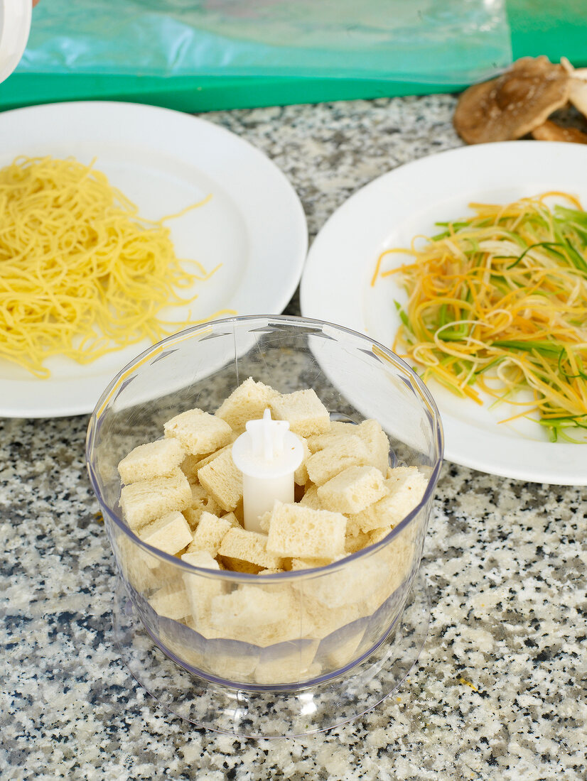 Close-up of ingredients of Wiener Schnitzel